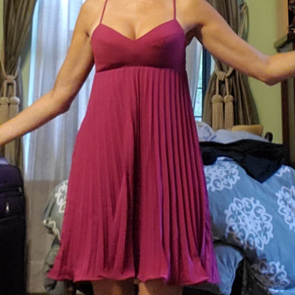 Empire waist spaghetti strap pleated dress